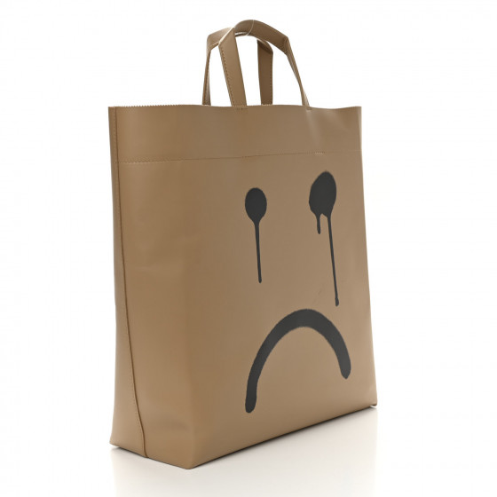 BALENCIAGA Calfskin Printed Happy Sad Medium Market Shopper