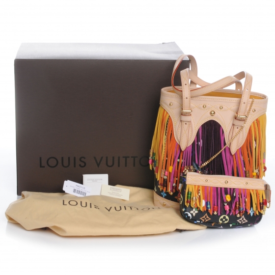 LOUIS VUITTON Monogram Multicolor Fringe Bucket Black 47620