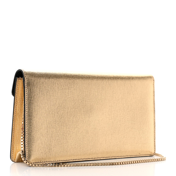 SALVATORE FERRAGAMO Metallic Hammered Calfskin Thalia Clutch