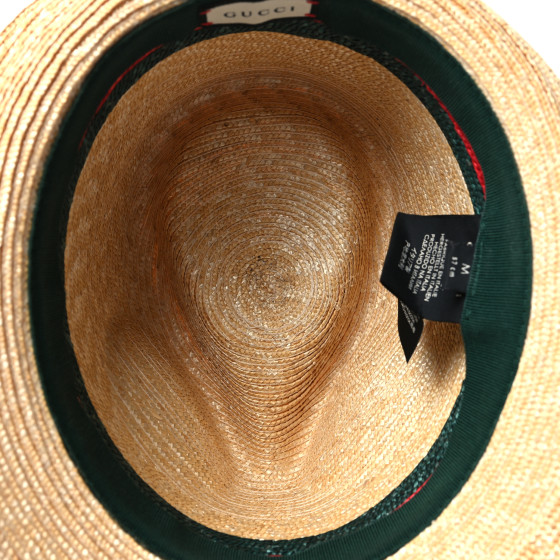 GUCCI Abaca Straw Web Fedora Hat M 1275048 | FASHIONPHILE