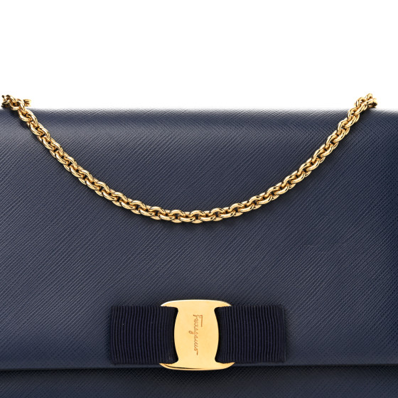 SALVATORE FERRAGAMO Printed Calfskin Vara Bow Chain Flap
