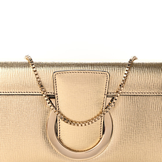 SALVATORE FERRAGAMO Metallic Hammered Calfskin Thalia Clutch