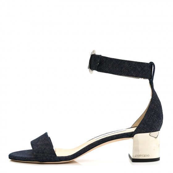 JIMMY CHOO Denim Jaimie Ankle Strap Sandals 40 Indigo