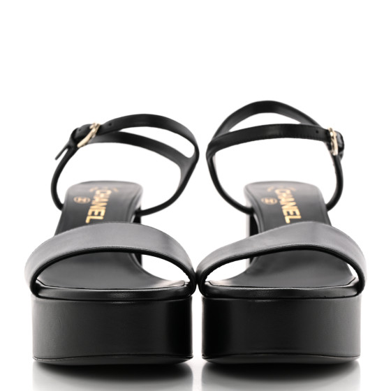 ys0629様 リクエスト 5点 まとめ商品 CHANEL Lambskin Logo Platform Sandals 36.5 Black 1638522
