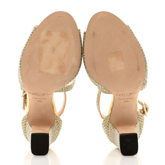 JIMMY CHOO Glitter Carrie 85 Sandals 35 Gold 1346893