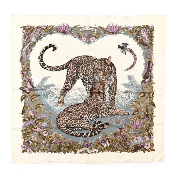 シルク100%【HERMES】Jungle Love forever スカーフ 90 HERMES Silk Jungle Love Forever Scarf 90 1348337 | FASHIONPHILE