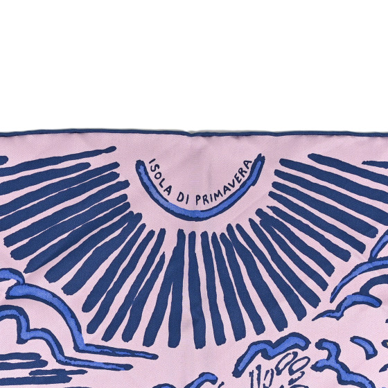HERMES Silk Isola Di Primavera Scarf 90 Rose Fane Marine