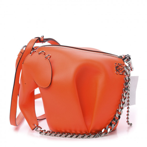 LOEWE Calfskin Mini Punk Elephant Crossbody Bag Orange