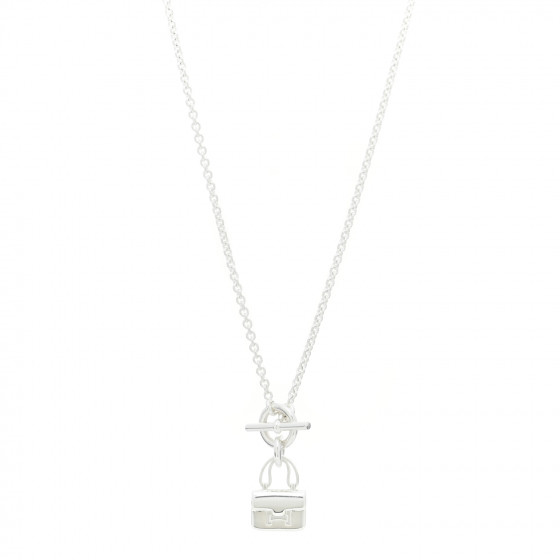HERMES Sterling Silver Constance Amulettes Pendant Necklace