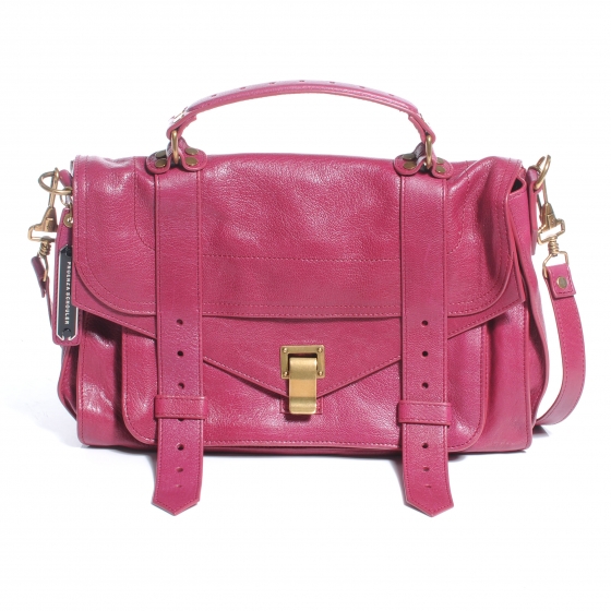 PROENZA SCHOULER Lambskin PS1 Medium Satchel Raspberry 49689 | FASHIONPHILE