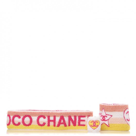 CHANEL Knit Coco CC Headband Wristband Set Multicolor 261766