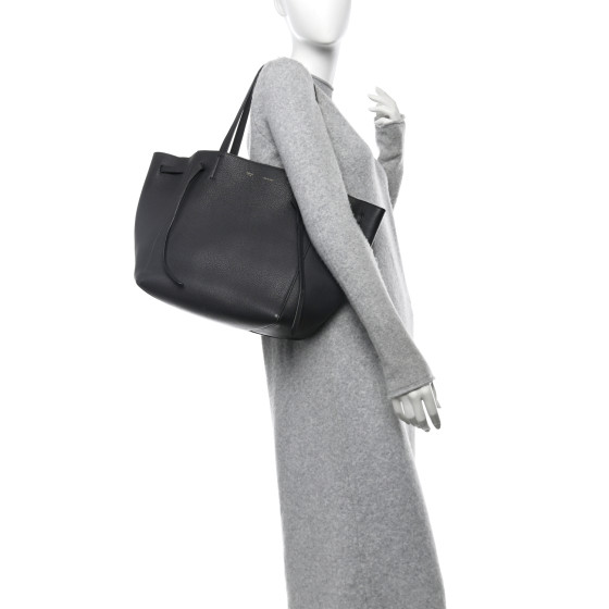 CELINE Soft Grained Calfskin Small Belt Cabas Phantom Grey