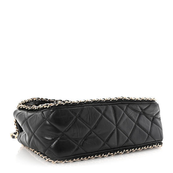CHANEL様 CHANEL Crumpled Calfskin Medium Chain All Over Flap Black