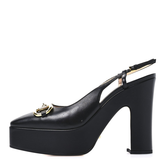 GUCCI Nappa Horsebit Platform 35/120mm Slingback Pumps 40.5