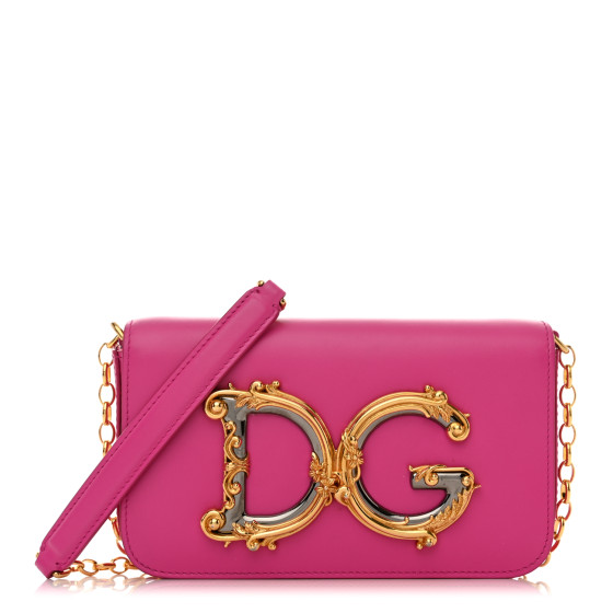 DOLCE GABBANA Nappa DG Girls Shoulder Bag Pink