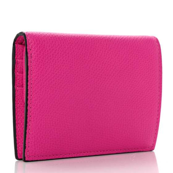 折りたたみ財布 VALENTINO PASTEL PINK LEATHER VLOGO WALLET Vlogo Signature Grainy Calfskin Wallet for Woman in Rose