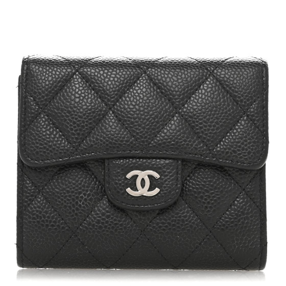 CHANEL Caviar Quilted Compact Flap Wallet Black
