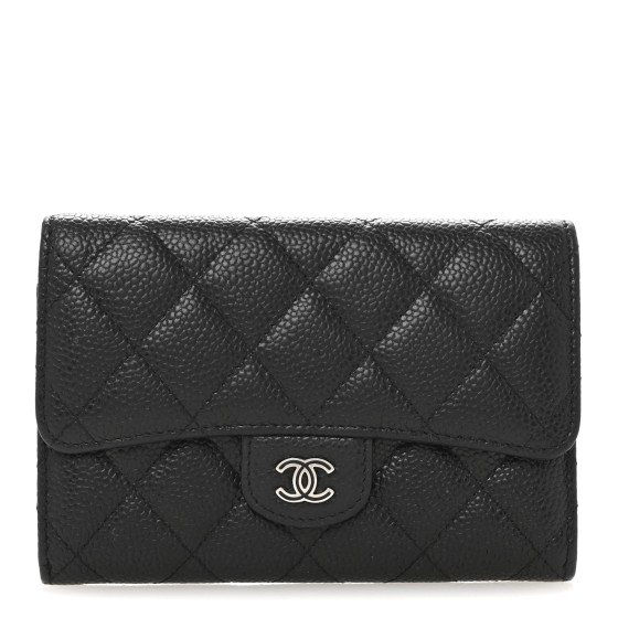 CHANEL Caviar Quilted Small Flap Wallet Black