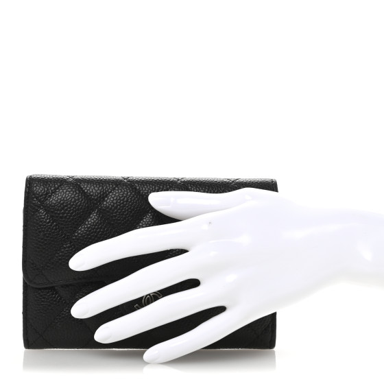 CHANEL Caviar Quilted Small Flap Wallet Black