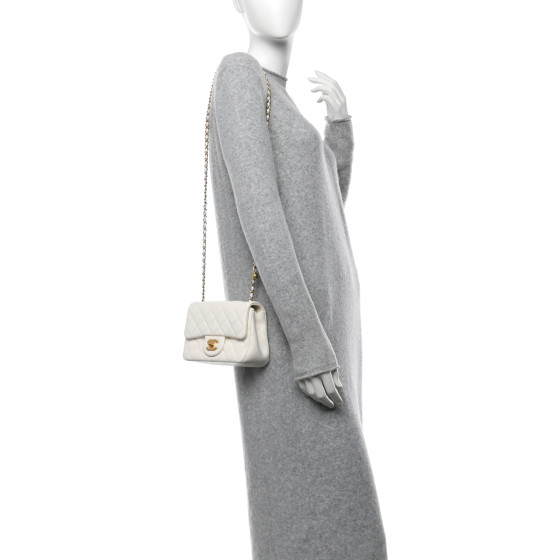 CHANEL Lambskin Quilted Mini Pearl Crush Flap White