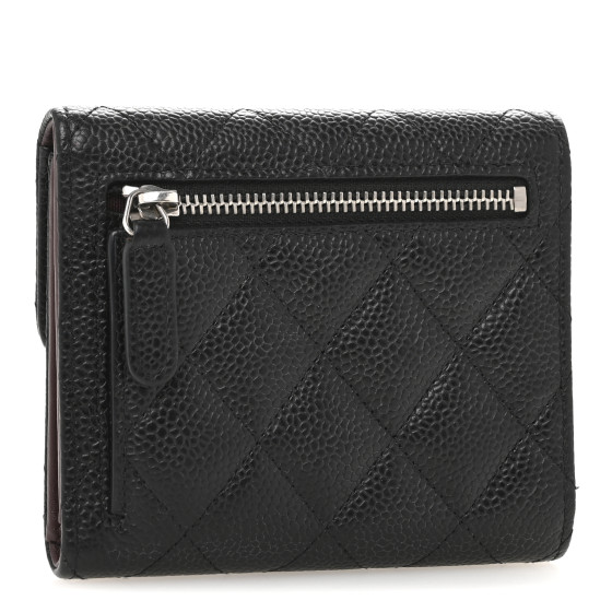 CHANEL Caviar Quilted Compact Flap Wallet Black