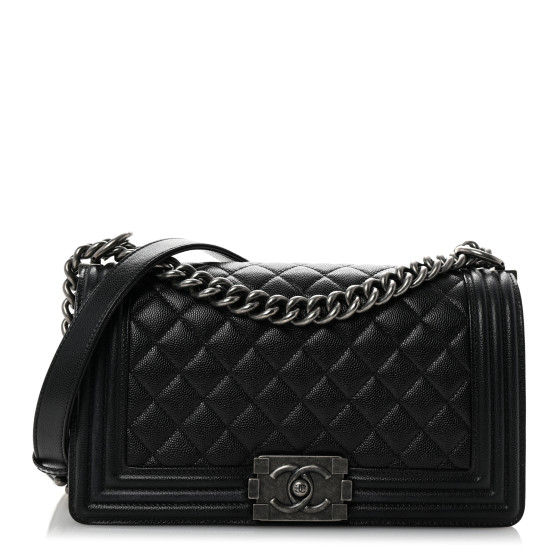CHANEL Caviar Quilted Medium Boy Flap Black