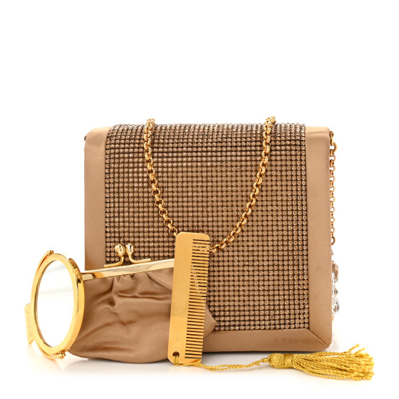 JUDITH LEIBER Crystal Satin Clutch Gold 1689808 | FASHIONPHILE