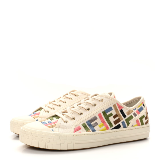 FENDI Kuban Canvas FF Womens Domino Low Top Sneakers 41