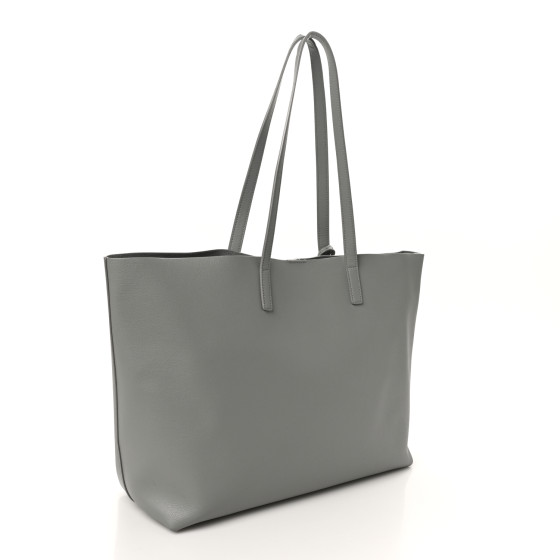 SAINT LAURENT Calfskin Large Shopping Tote New Stone Grey