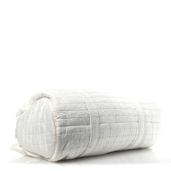 SAINT LAURENT Nylon Gloria Quilted Travel Bag Milky White