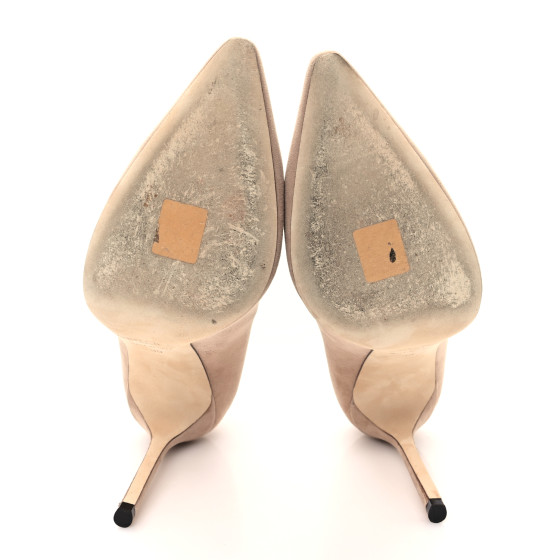 JIMMY CHOO Suede Romy 100 Pumps 39 Nude 1691619 | FASHIONPHILE