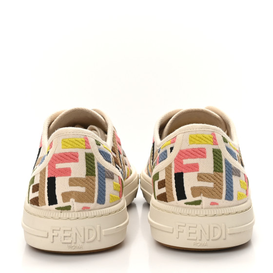 FENDI Kuban Canvas FF Womens Domino Low Top Sneakers 41