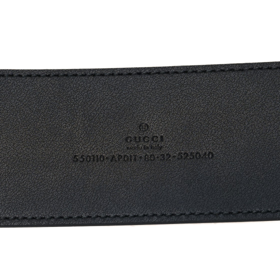 GUCCI Calfskin Crystal Double G 55mm Belt 80 32 Black