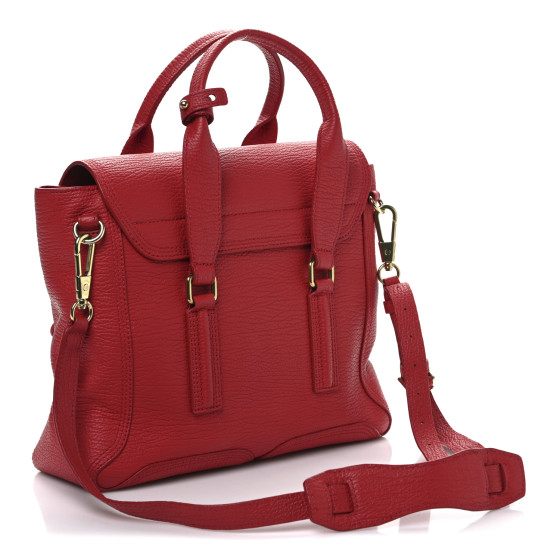 3.1 PHILLIP LIM Textured Calfskin Medium Pashli Satchel Red