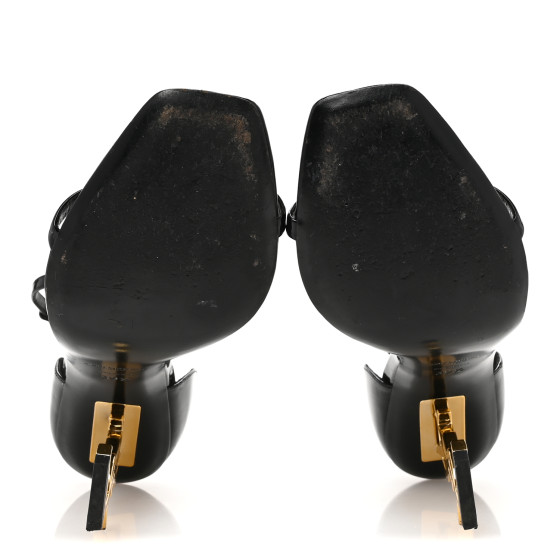 SAINT LAURENT Patent Calfskin Opyum 110 Sandals 39.5 Black