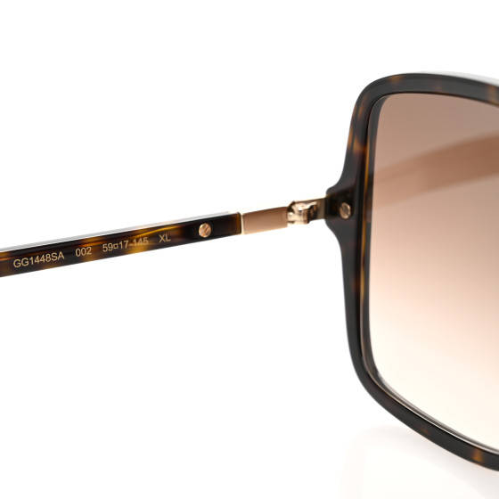 GUCCI Acetate Square Frame Web Sunglasses GG1448SA Tortoise