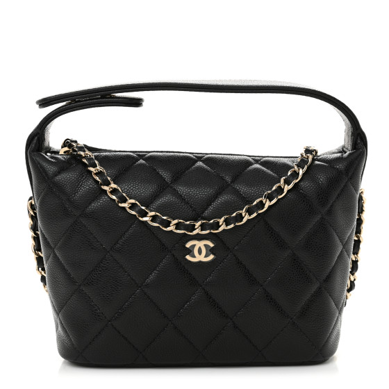 CHANEL Caviar Quilted Hobo Black