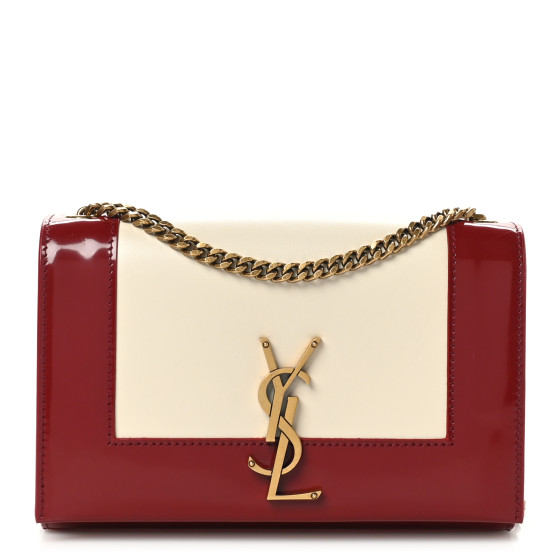 SAINT LAURENT Nappa Patent Calfskin Two-Toned Small Monogram