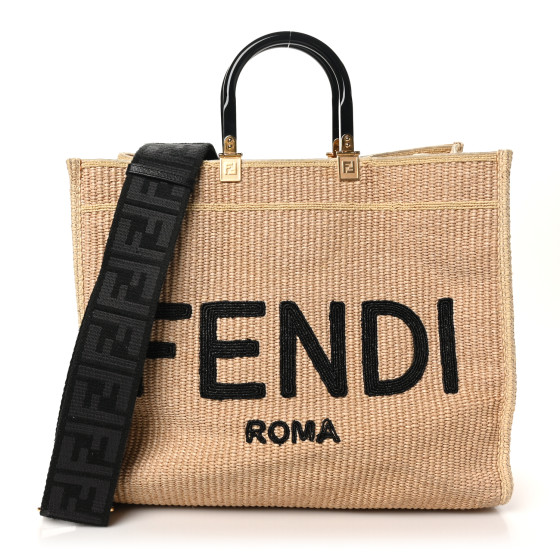FENDI Straw Vitello King Plexiglass Woven Large Fendi
