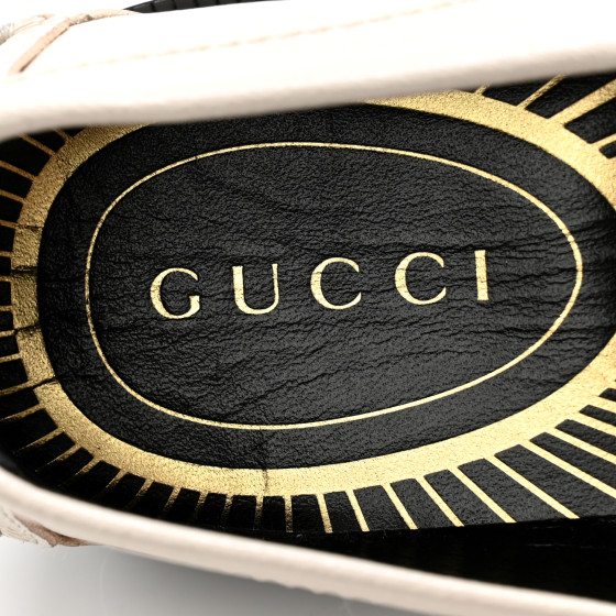 GUCCI Goatskin Womens Logo 15mm Loafers 35.5 Mystic White