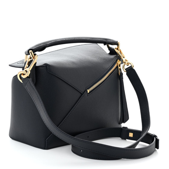 LOEWE Soft Grained Calfskin Small Puzzle Edge Bag Navy