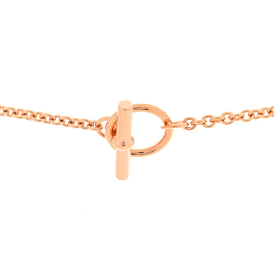カラフル可愛い新作★Hermes Mini Maillon Pendant PM Rose Gold HERMES Metal Enamel Mini Maillon Pendant Necklace Rose