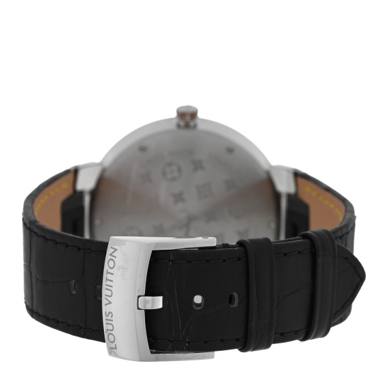 LOUIS VUITTON Stainless Steel Alligator Diamond 39mm Tambour