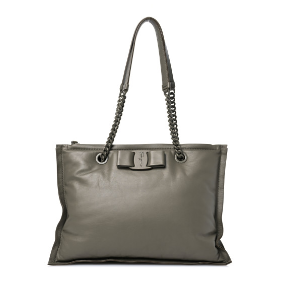 SALVATORE FERRAGAMO Calfskin Viva Bow Tote Green - Third Find