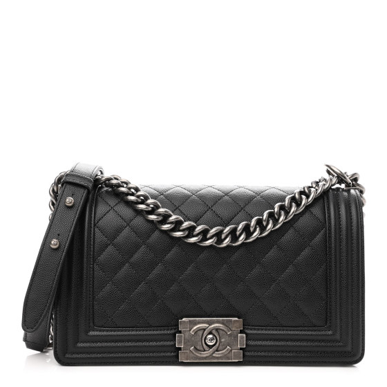 Caviar Quilted Medium Boy Flap Black