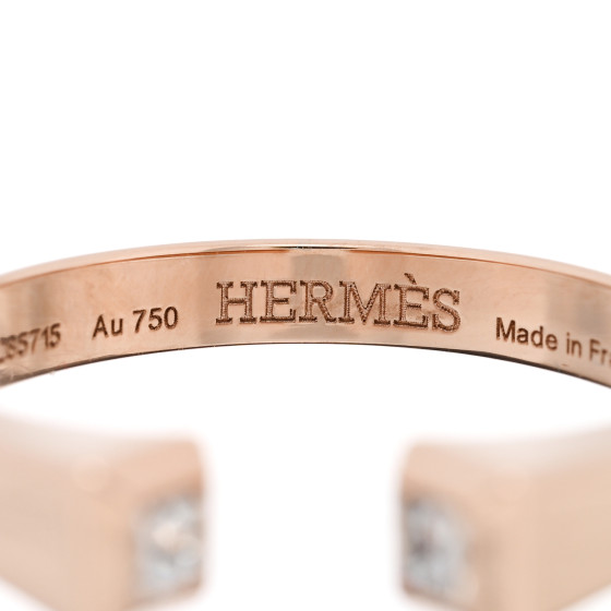 HERMES ローズゴールドリング Clou de forge PM HERMES 18K Rose Gold Diamond PM Clou de Forge Ring 54 6.75