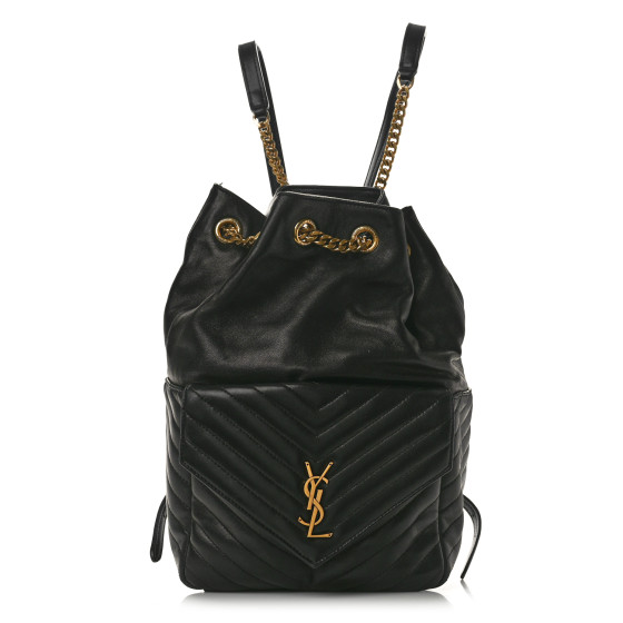 SAINT LAURENT Lambskin Matelasse Monogram Joe Backpack Black