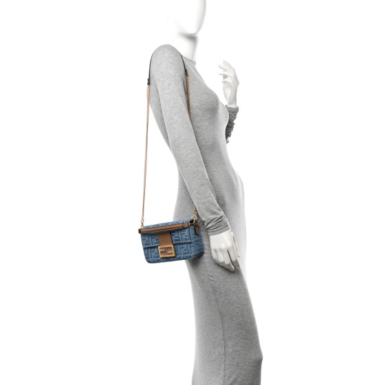FENDI Denim Vitello King F is Fendi FF Embroidered Mini