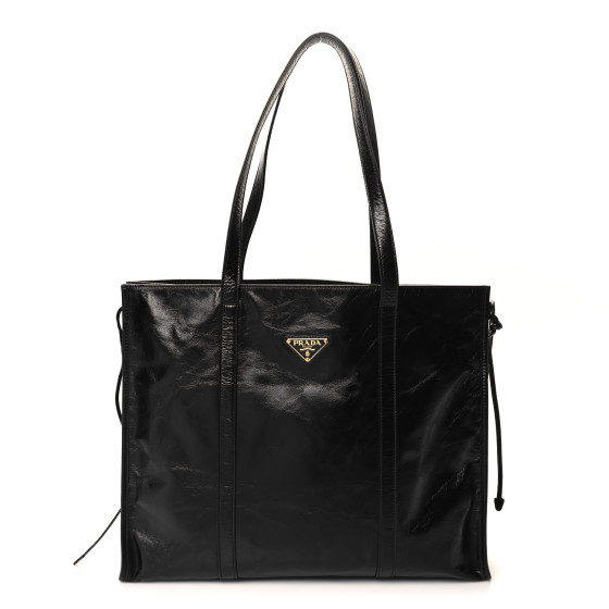 トートバッグ Prada Soft Lux Leather Large Tote Bag PRADA Soft Lux Large Shopping Tote Black 1573287 | FASHIONPHILE