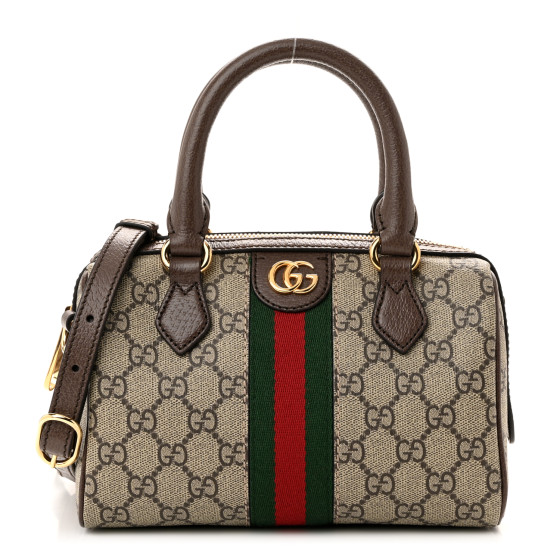 GUCCI GG Supreme Monogram Textured Dollar Calfskin Web Mini